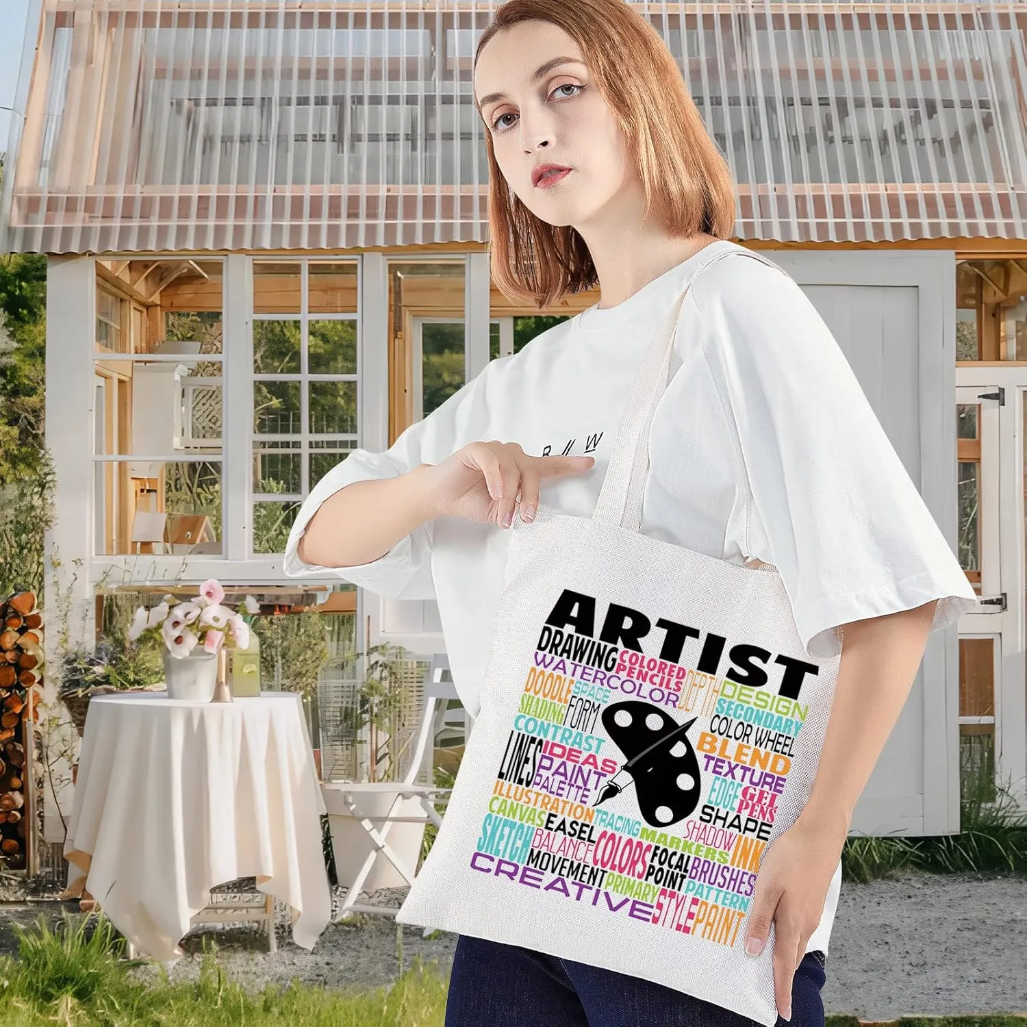LEVLO Artist Canvas Tote Bag Gift For Art Teacher Artistic Shoulder Bag For Art Student Grad