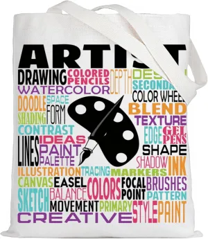 LEVLO Artist Canvas Tote Bag Gift For Art Teacher Artistic Shoulder Bag For Art Student Grad