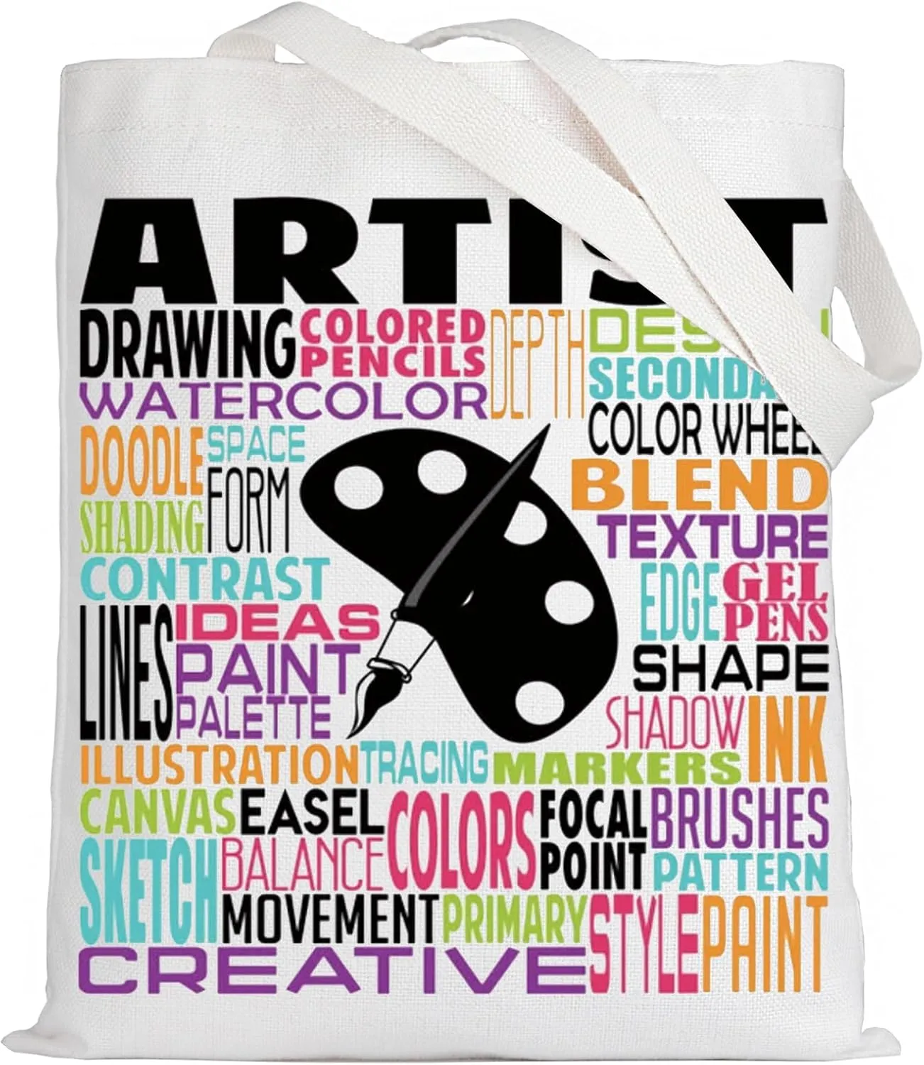 LEVLO Artist Canvas Tote Bag Gift For Art Teacher Artistic Shoulder Bag For Art Student Grad