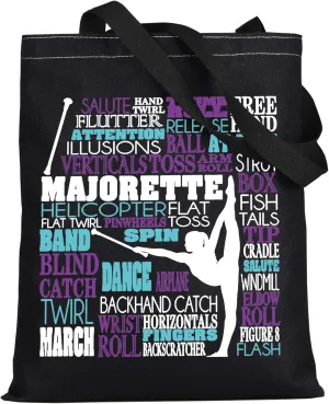 LEVLO Majorette Canvas Tote Bag Baton Twirling Gift Majorette Shoulder Bag For Twirler