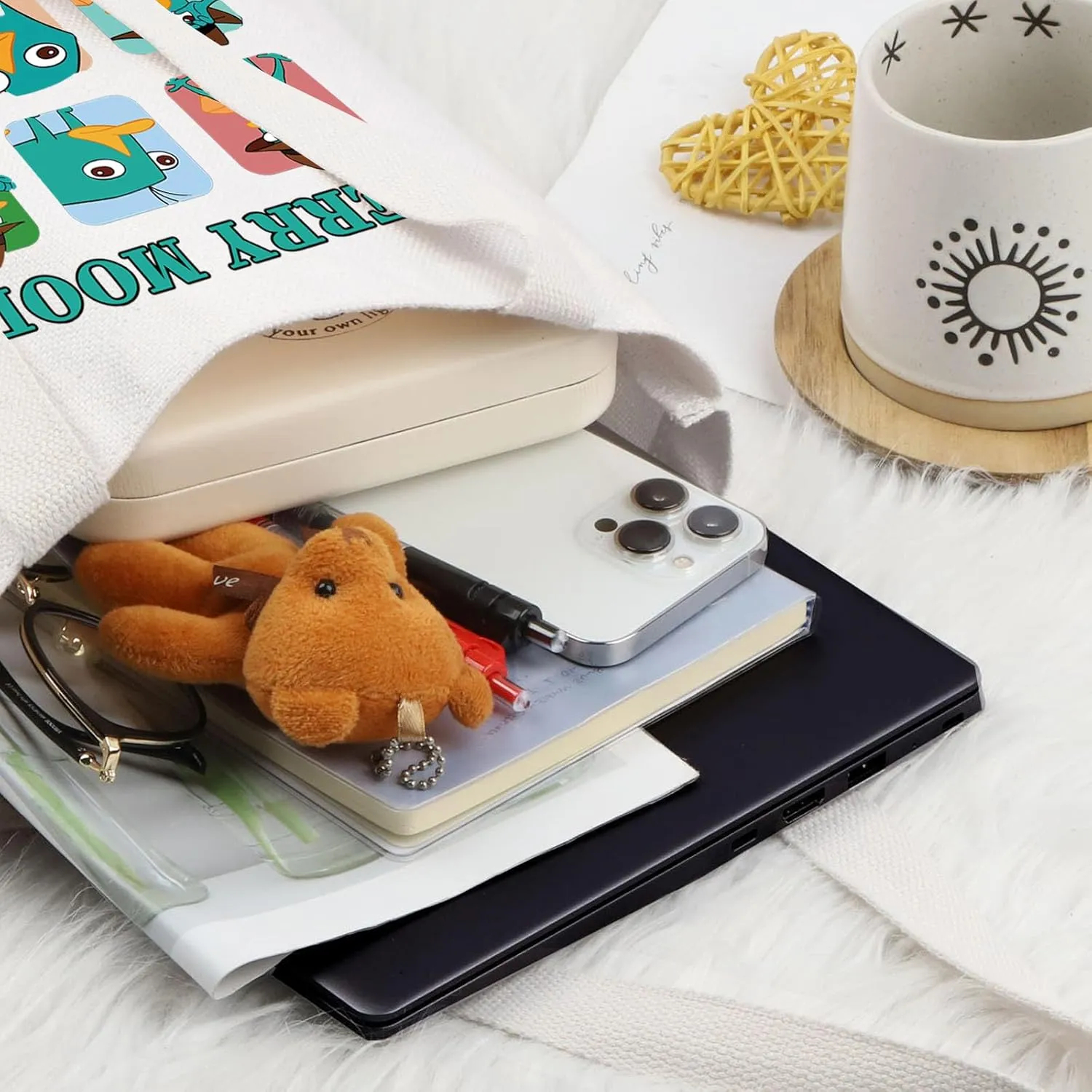 LEVLO Perry The Platypus Tote Bag OWCA Agent P Fans Gift Perry Moods Shoulder Bag Cartoon Platypus Merchandise