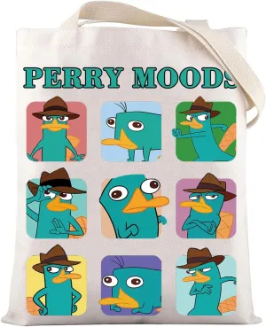 LEVLO Perry The Platypus Tote Bag OWCA Agent P Fans Gift Perry Moods Shoulder Bag Cartoon Platypus Merchandise