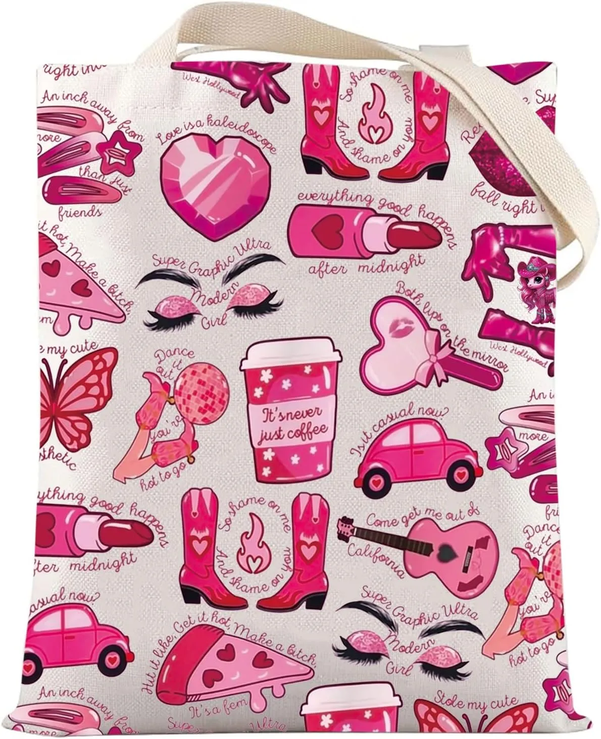 LEVLO Pink Pony Club Tote Bag Singer Fans Gift Midwest Princess Shoulder Bag Western Cowgirl Merchandise