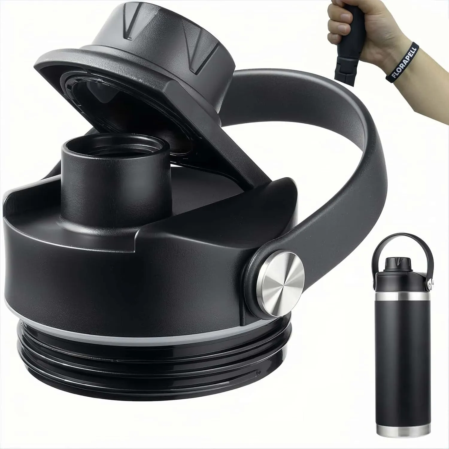 Lid for Yeti Rambler 12 18 26 36 64 oz, Cap with Flexible Handle, Replacement Chug Lids for Yeti 18oz 26oz 36oz 64oz Rambler Water Bottle Top Accessories