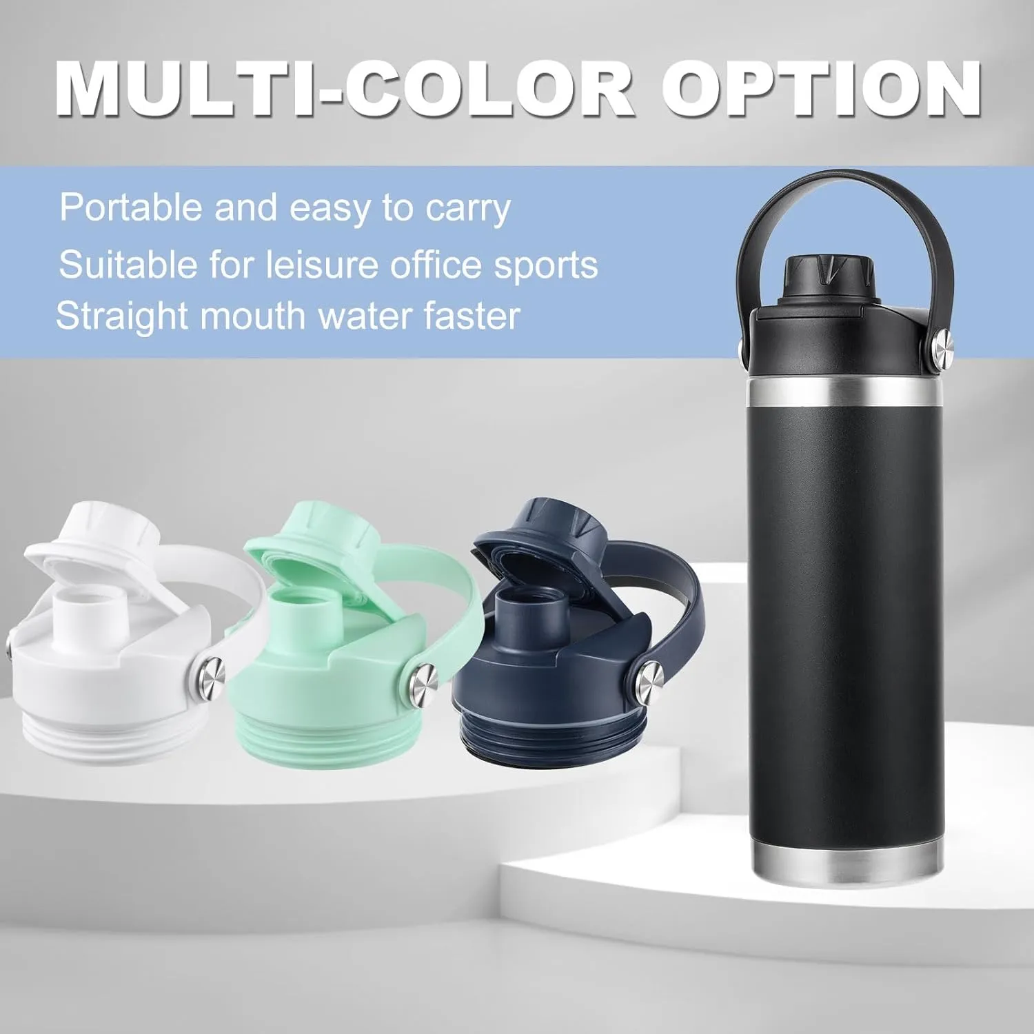 Lid for Yeti Rambler 12 18 26 36 64 oz, Cap with Flexible Handle, Replacement Chug Lids for Yeti 18oz 26oz 36oz 64oz Rambler Water Bottle Top Accessories