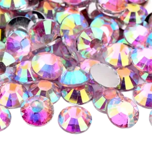 Light Pink AB Resin Foil Back Round Flat Back Rhinestones