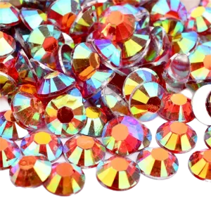 Light Siam AB Resin Foil Back Round Flat Back Rhinestones