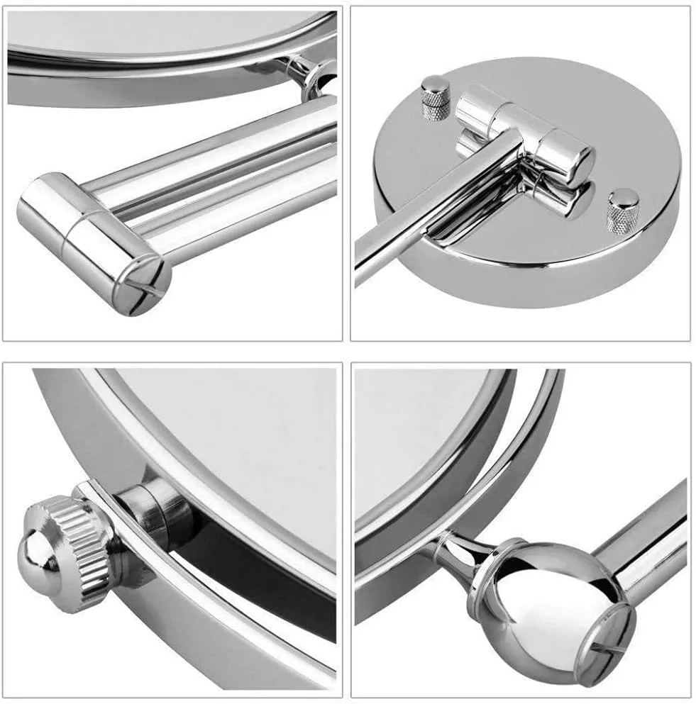 Light up Life& Wall Mounted Makeup Mirrors Magnifying Extend Sturdy Adjustable Shaving Cosmetic Mirror Bathroom Hotel Vanity Mirrors(5X,6inch)