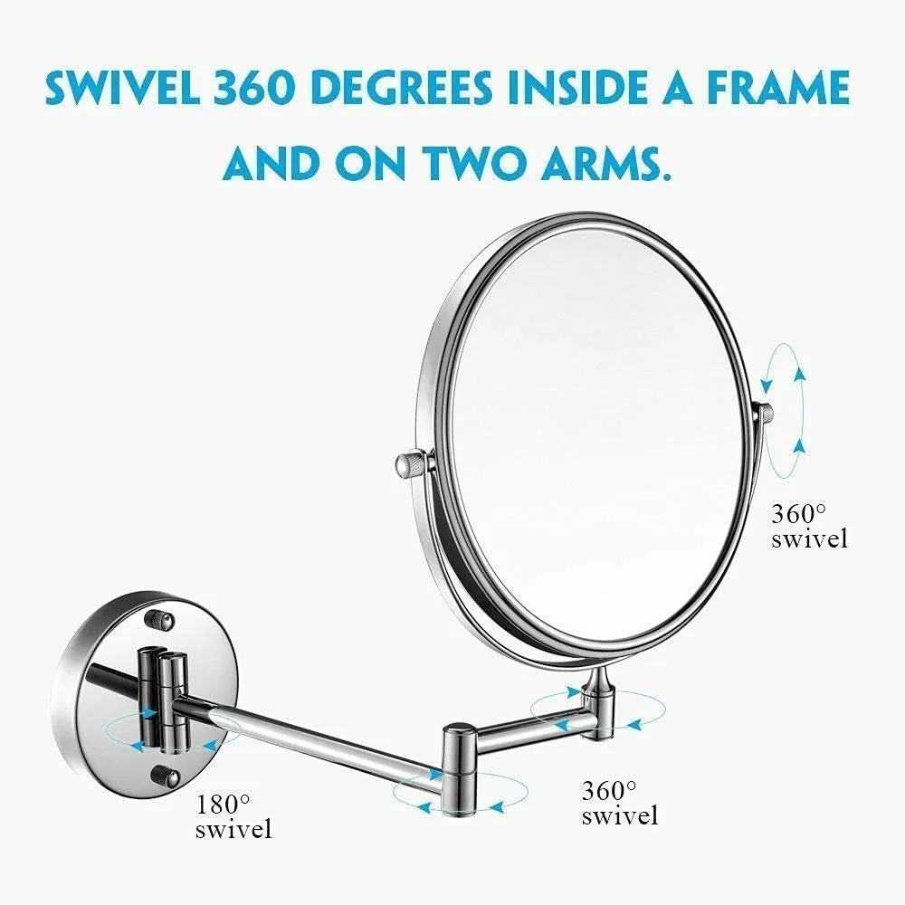 Light up Life& Wall Mounted Makeup Mirrors Magnifying Extend Sturdy Adjustable Shaving Cosmetic Mirror Bathroom Hotel Vanity Mirrors(5X,6inch)