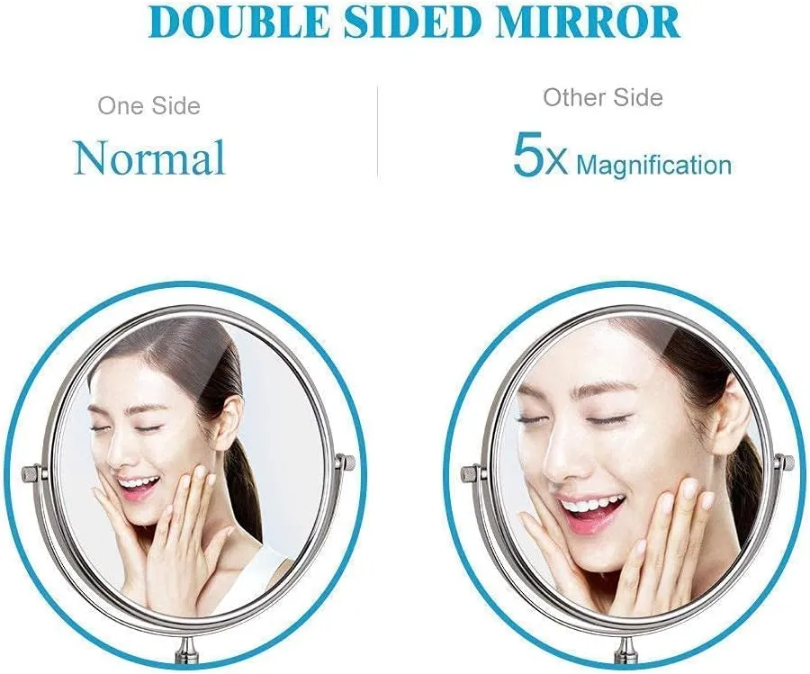 Light up Life& Wall Mounted Makeup Mirrors Magnifying Extend Sturdy Adjustable Shaving Cosmetic Mirror Bathroom Hotel Vanity Mirrors(5X,6inch)