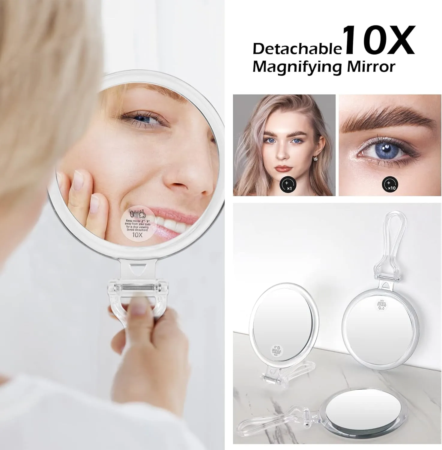 Lighted Makeup Case with Full-screen HD Mirror Travel Makeup Train Case with Adjustable Dividers Cosmetic bag with Foldable 1x/10x Magnifying Mirror and Jewelry Box Phosphor