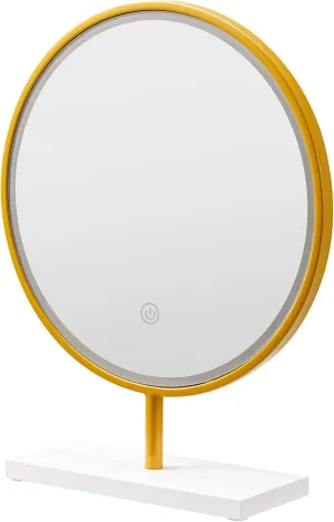 Lighted Makeup Mirror, Vanity Mirror with USB Plug, 3 Colors Brightness Dimmable Table Mirror, Round Mirror, Cosmetic Mirror, Brightness Adjustable, Gold