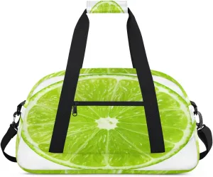 Lime Isolated Kids Overnighted Duffel Bag Carry-On Size & Ideal for School Practice or Weekender Travel with Zip and Shoulder Stra for Boys & Girls