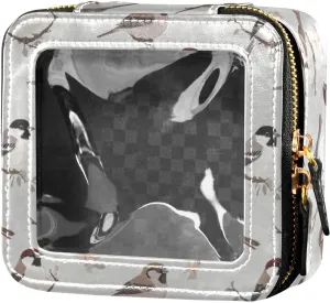 linqin Cute Sparrow Birds Mini Clear Makeup Bag Clear Travel Toiletry Bag Cosmetic Bag for Traveling
