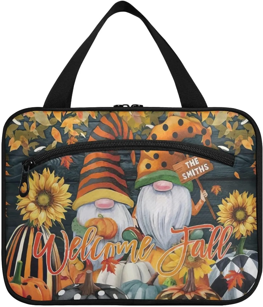 linqin Toiletry Bag for Travel, Welcome Fall Makeup Bag Large Cosmetic Bag Organizer with Hanging Hook for Women Men