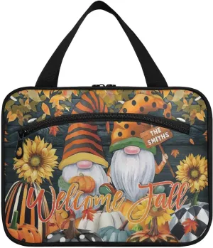 linqin Toiletry Bag for Travel, Welcome Fall Makeup Bag Large Cosmetic Bag Organizer with Hanging Hook for Women Men