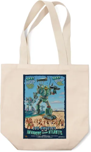 Los Angeles, California, Atlantean Invaders (100% Cotton Canvas Reusable Tote Bag)