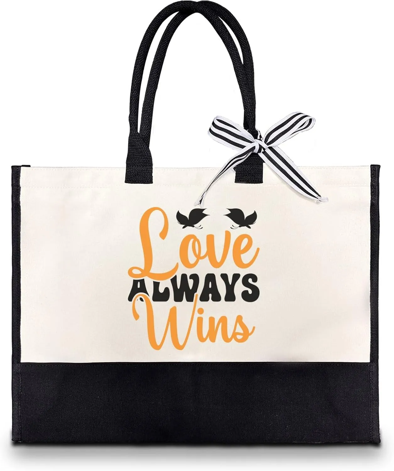 Love Always Wins Funny Canvas Tote Bag Canvas Tote Bag For Women Lightweight Reusable Grocery Shopping Cloth Bags