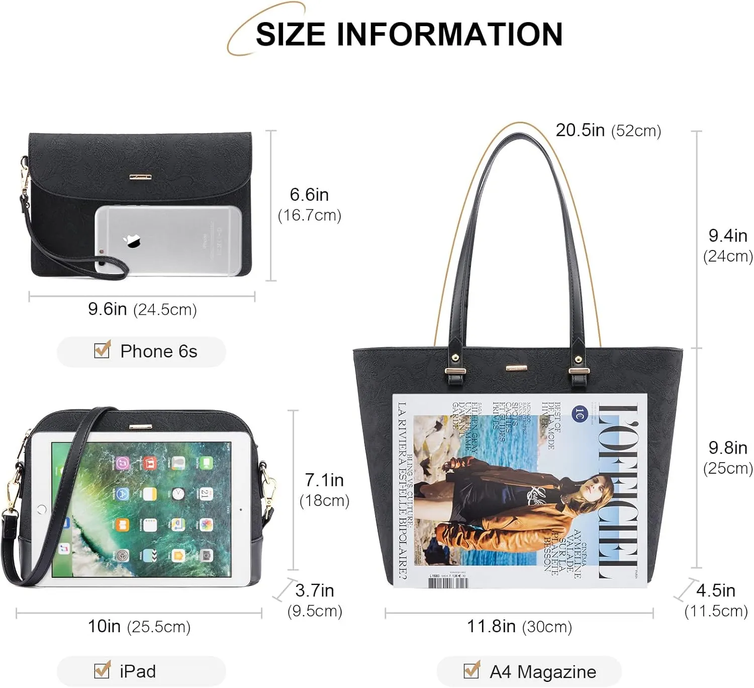 LOVEVOOK Handbags for Women Shoulder Bags Tote Satchel Hobo 3pcs Purse Set