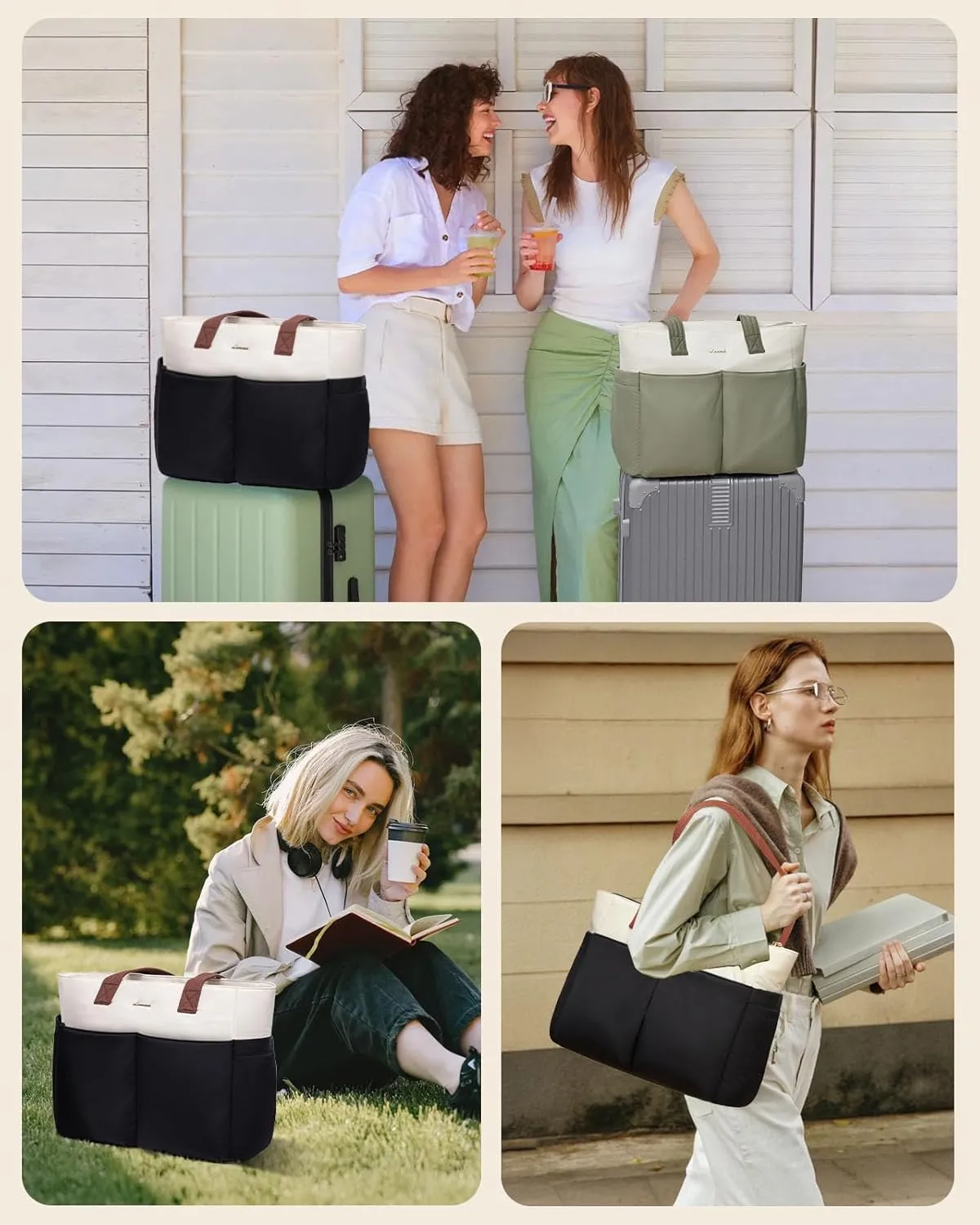 LOVEVOOK Puffer Tote Bag for Women, Lightweight Work Bag for Teacher, Nurse, Daily, Travel Tote Bag, Large Shoulder Bag,2Pcs