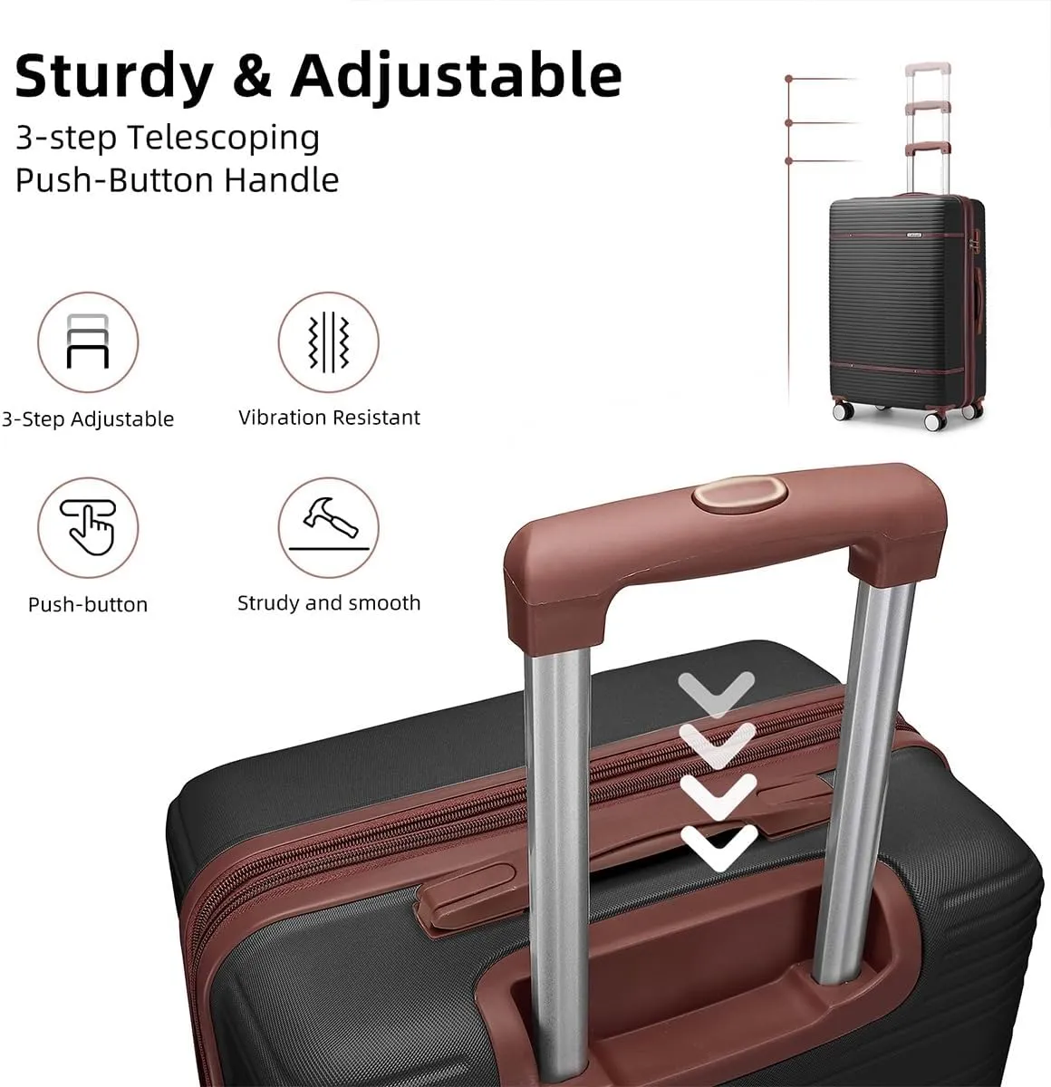 Luggage Sets 6 Piece with two Cosmetic Case, Expandable(Only 28 & 24") Hardside Luggage with 360° Spinner Wheels, Durable Luggage Set Clearance For Women Men, Black