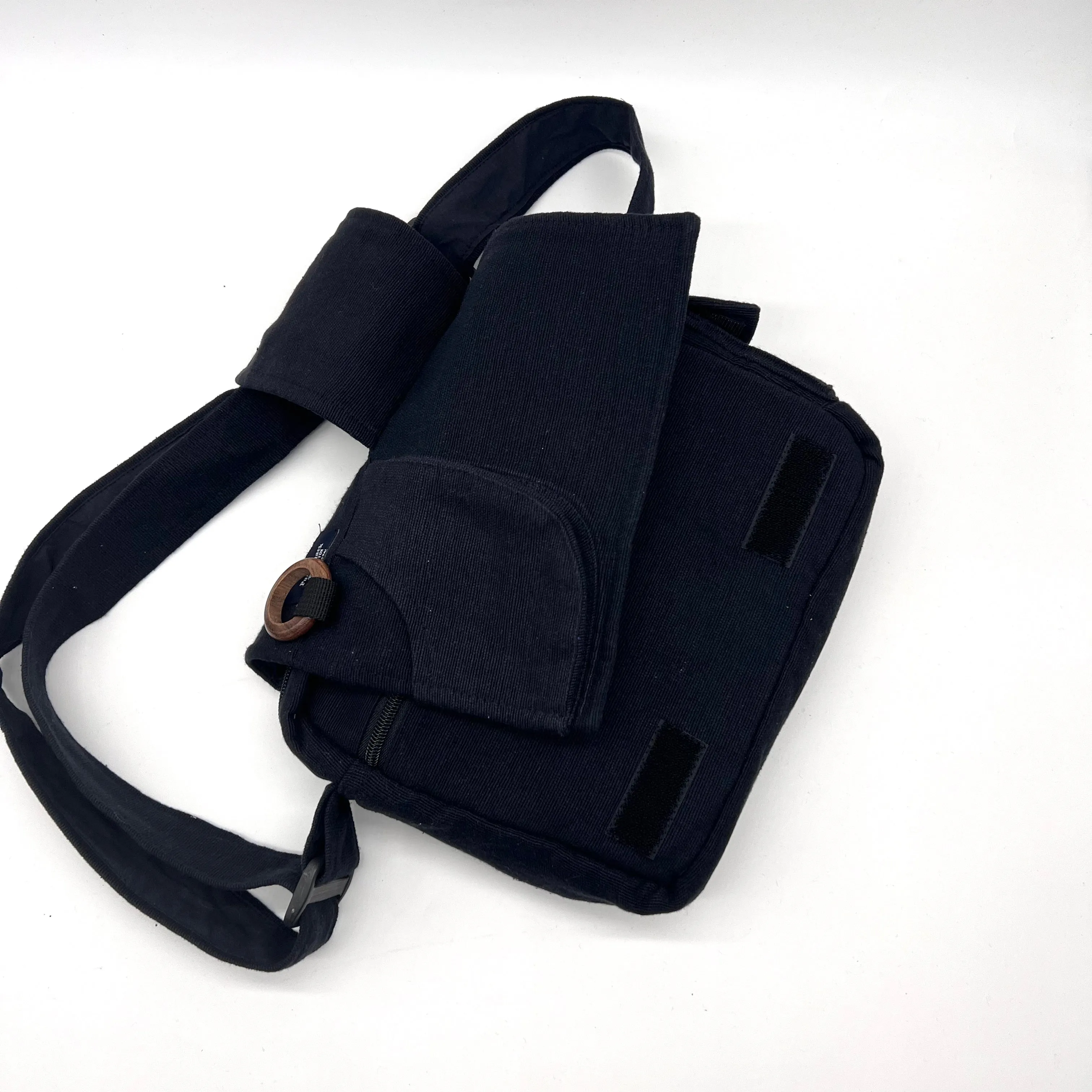 Lukla Black Embroidered Messenger Bag