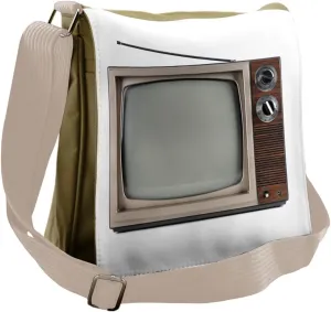 Lunarable 1950s Messenger Bag, Old Television with Antenna, Unisex Cross-body