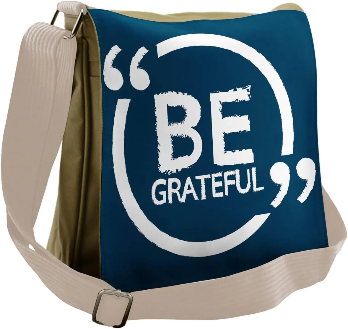Lunarable Be Grateful Messenger Bag, Oval Frame Lettering, Unisex Cross-body