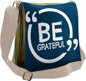 Lunarable Be Grateful Messenger Bag, Oval Frame Lettering, Unisex Cross-body