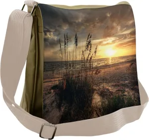 Lunarable Beach Messenger Bag, Calm Coastal Scene Horizon, Unisex Cross-body