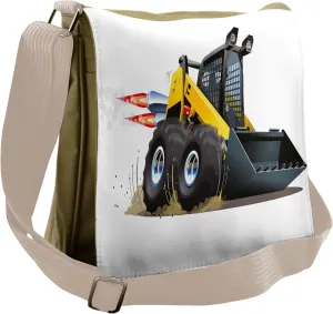 Lunarable Cartoon Messenger Bag, Bulldozer S, Unisex Cross-body