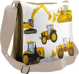 Lunarable Cartoon Messenger Bag, Heavy Machinery Drawing, Unisex Cross-body