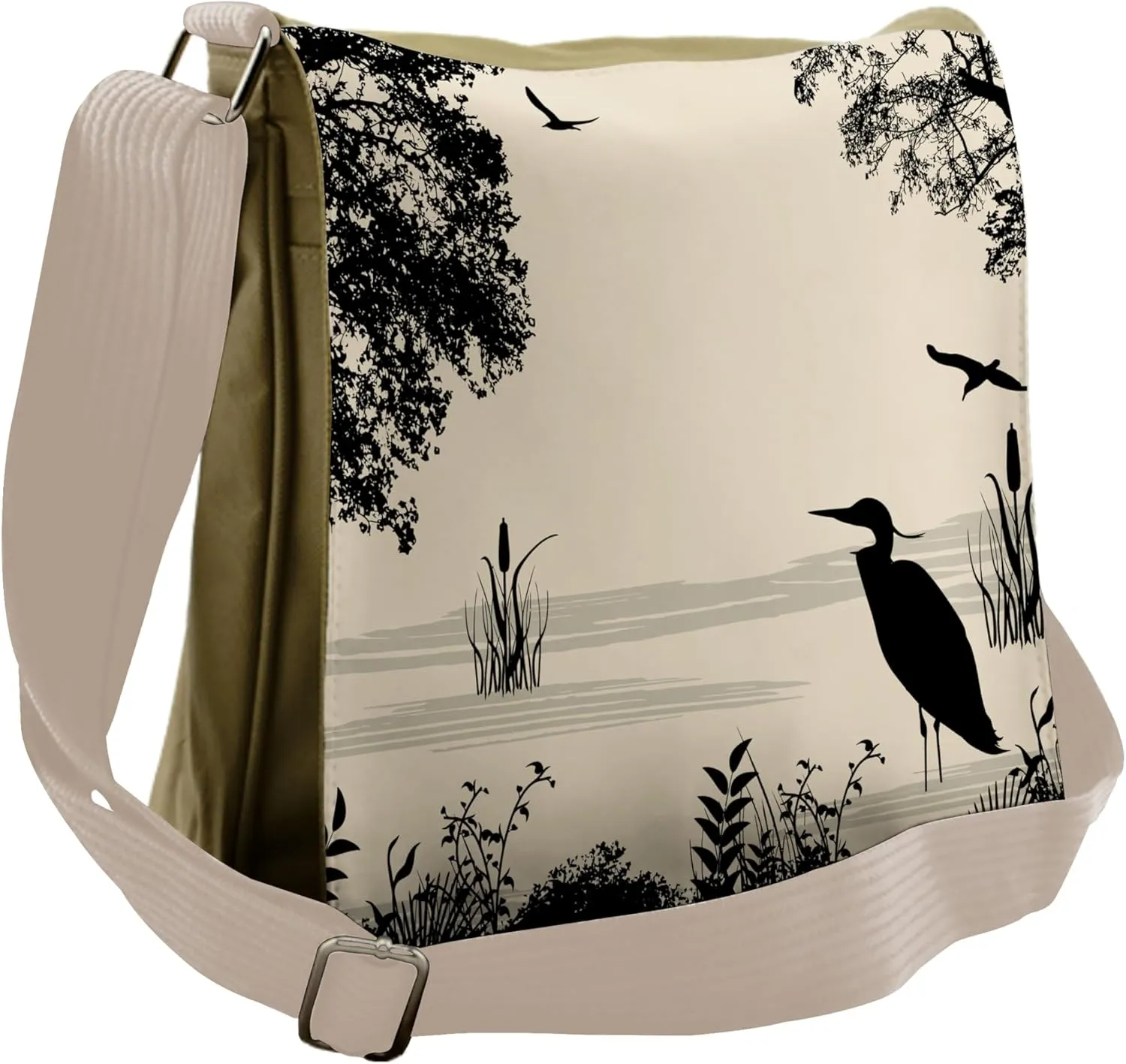 Lunarable Crane Messenger Bag, Zebra Tails Hardy Bog Plant, Unisex Cross-body