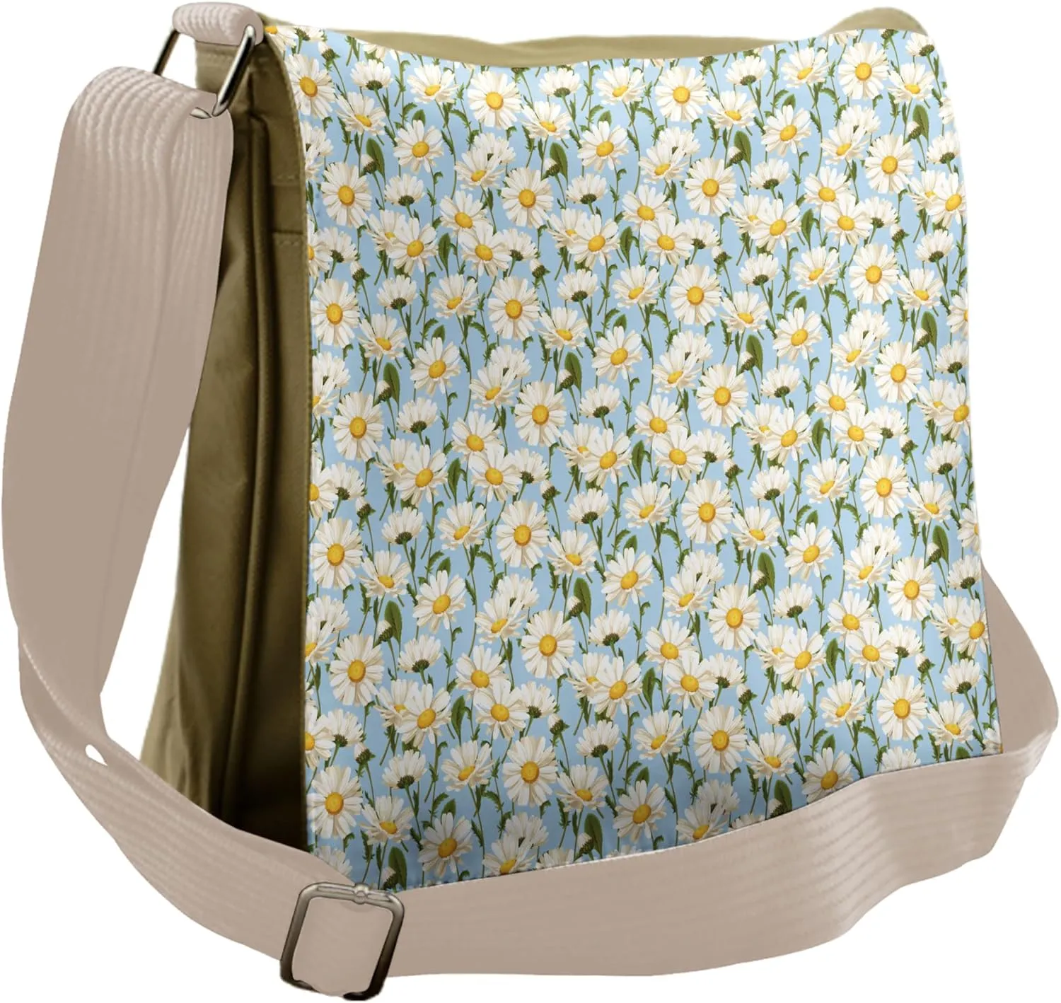 Lunarable Daisy Messenger Bag, Chamomile Flower Garden Yard, Unisex Cross-body