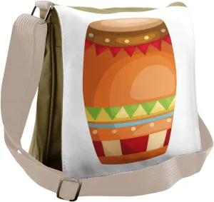 Lunarable Drum Messenger Bag, Indigenous Culture African, Unisex Cross-body