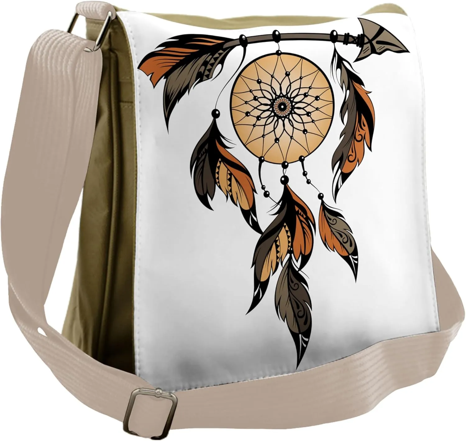 Lunarable Ethnic Messenger Bag, Dreamcatcher Indigenous Art, Unisex Cross-body