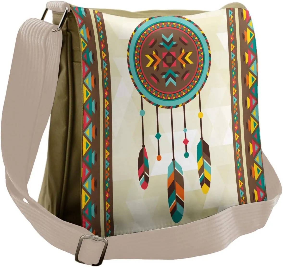 Lunarable Ethnic Messenger Bag, Dreamcatcher Quills, Unisex Cross-body