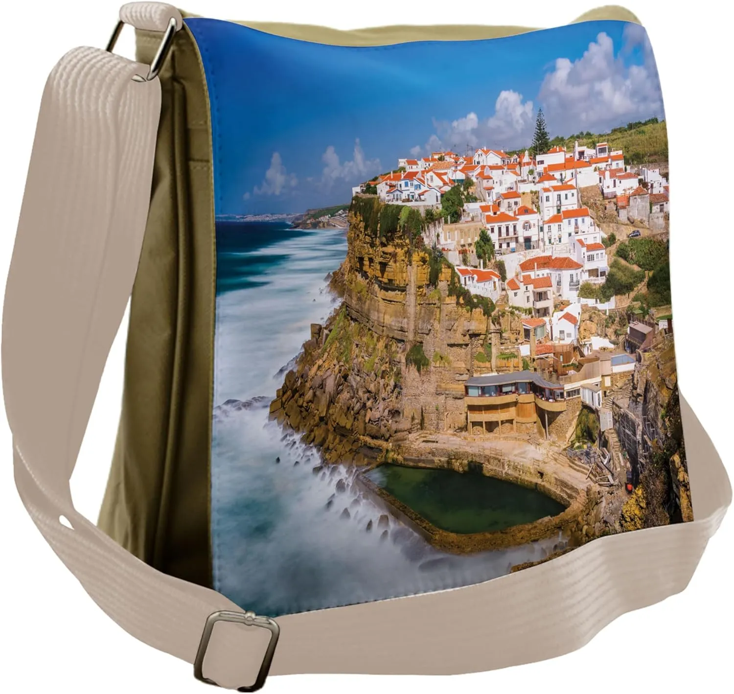 Lunarable European Messenger Bag, Portugal Seaside Cliffs, Unisex Cross-body