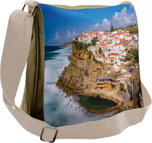 Lunarable European Messenger Bag, Portugal Seaside Cliffs, Unisex Cross-body
