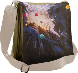 Lunarable Fantasy Messenger Bag, Colorful Balloons Cliff, Unisex Cross-body