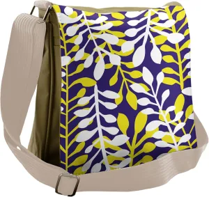 Lunarable Floral Messenger Bag, Plant Leaves Botany Motif, Unisex Cross-body