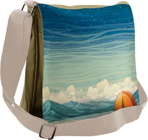 Lunarable Happy Camper Messenger Bag, Tent Starry Night Sky, Unisex Cross-body