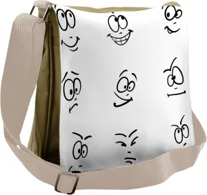 Lunarable Humor Messenger Bag, Internet Meme Face Doodle, Unisex Cross-body