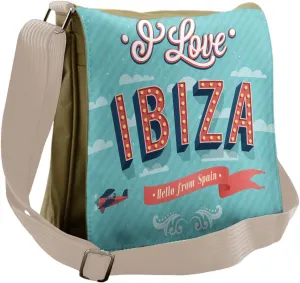 Lunarable Ibiza Messenger Bag, Hello from Spain Words, Unisex Cross-body