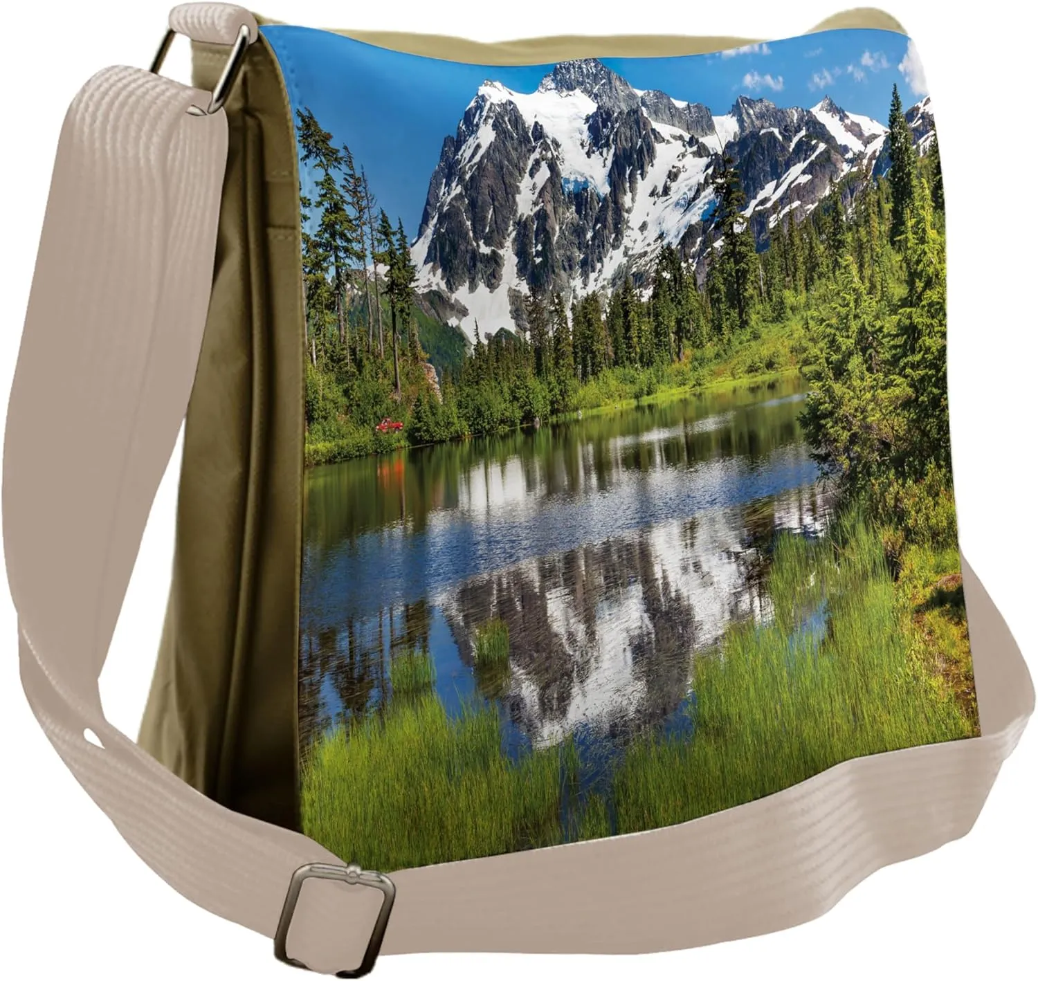Lunarable Landscape Messenger Bag, Evergreen Flora Nature, Unisex Cross-body