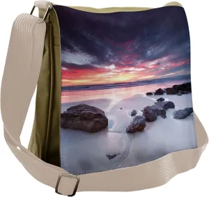 Lunarable Landscape Messenger Bag, Rocky Beach in Australia, Unisex Cross-body