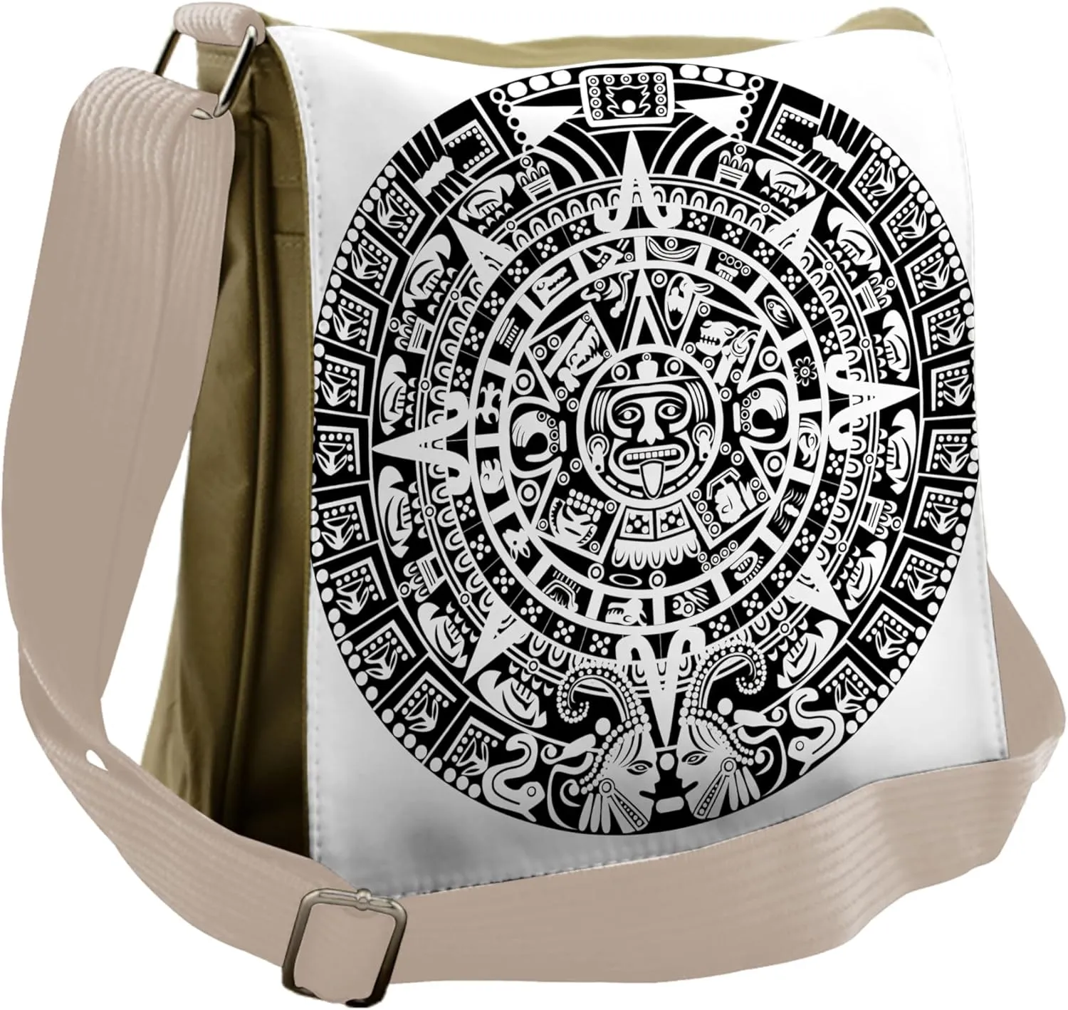 Lunarable Mesoamerican Messenger Bag, Mayan Stars Calendar, Unisex Cross-body