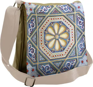 Lunarable Moroccan Messenger Bag, Moorish Carving Art Flower, Unisex Cross-body