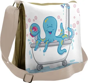 Lunarable Octopus Messenger Bag, Bubble Bath Tup Tentacles, Unisex Cross-body