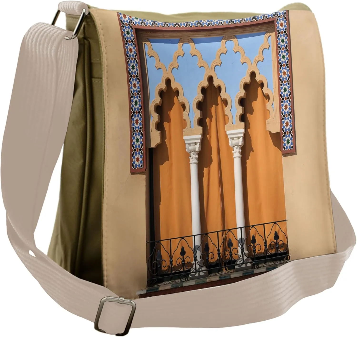Lunarable Orient Messenger Bag, Old Windows Cordoba Spain, Unisex Cross-body